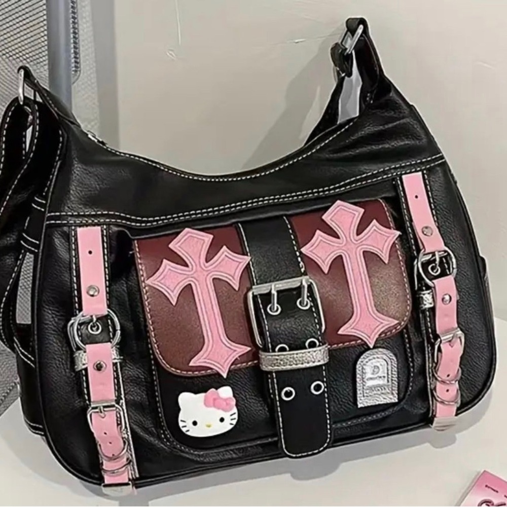BEAUTIFUL Hello Kitty Y2K punk goth crossbody messenger bag